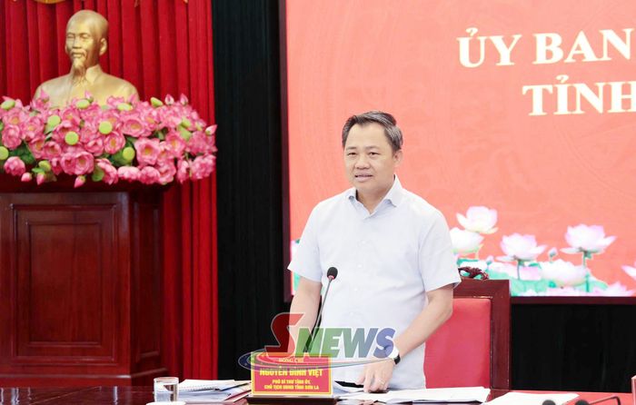 Đồng chí Nguyễn Đình Việt phát biểu tại cuộc làm việc.