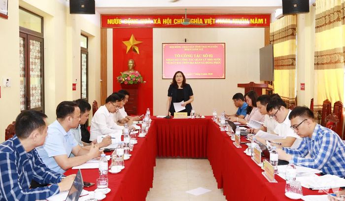 Đoàn khảo sát làm việc với xã  Đồng Phúc về công tác quản lý đất đai, tài sản nhà, đất sau sắp xếp.