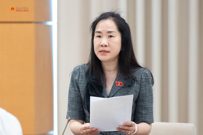 Phó Chủ nhiệm Ủy ban Kinh tế và Tài chính Đoàn Thị Thanh Mai trình bày Báo cáo ý kiến của Thường trực Ủy ban Kinh tế và Tài chính