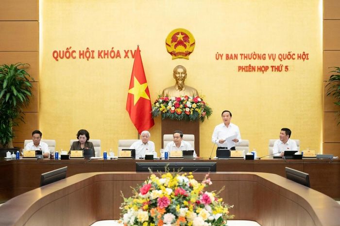 Phó Chủ tịch Quốc hội Nguyễn Khắc Định điều hành phiên họp (Ảnh VPQH)