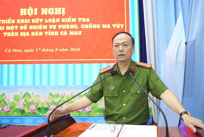 Đại tá Hoàng Tâm Hiếu, Phó cục trưởng Cục Cảnh sát điều tra tội phạm về ma tuý, Bộ Công an, phát biểu tại hội nghị.