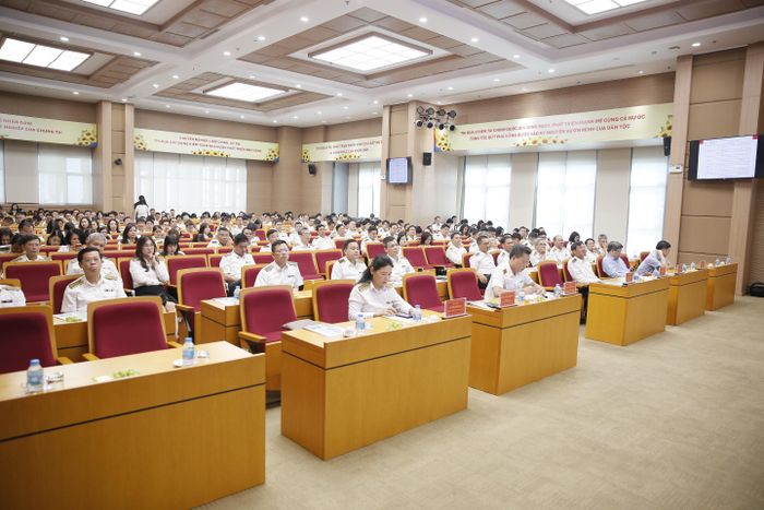 Đông đảo cán bộ, công chức, viên chức các đơn vị trực thuộc KTNN tham dự hội nghị.