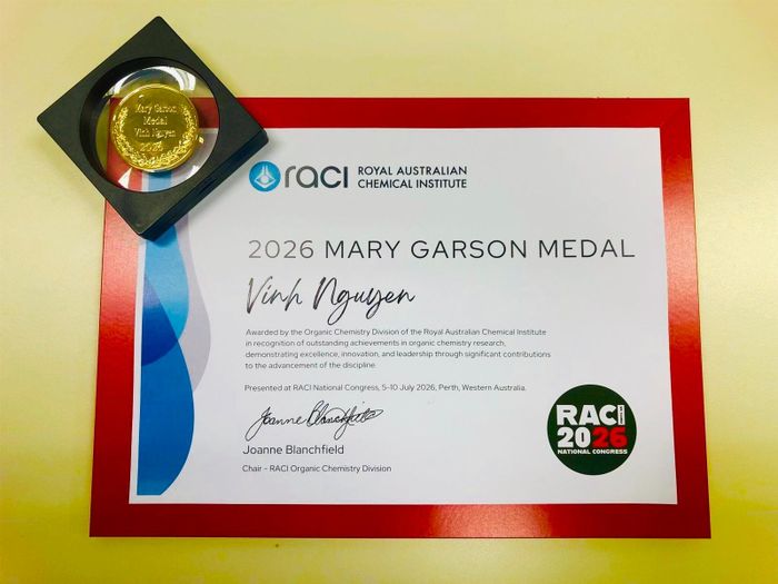 Giải thưởng năm nay được trao cho GS Nguyễn Thành Vinh tại Đại hội Toàn quốc RACI 2026, tổ chức ở Perth từ ngày 5 đến 10/7/2026. 
