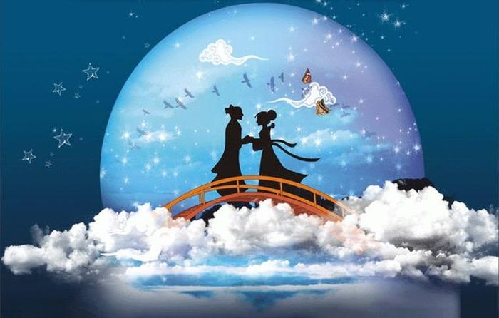 Cách nhau hai bở sông Ngân thì Ngưu Lang và Chức Nữ mỗi năm vẫn có một lần được gặp lại nhau. Ảnh internet