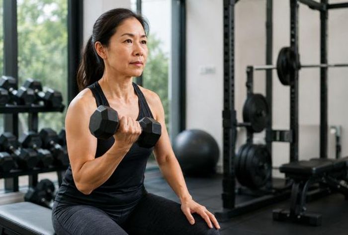 Tập luyện sức mạnh giúp phụ nữ tiền mãn kinh duy trì khối cơ, hỗ trợ sức khỏe xương và kiểm soát các thay đổi về chuyển hóa.