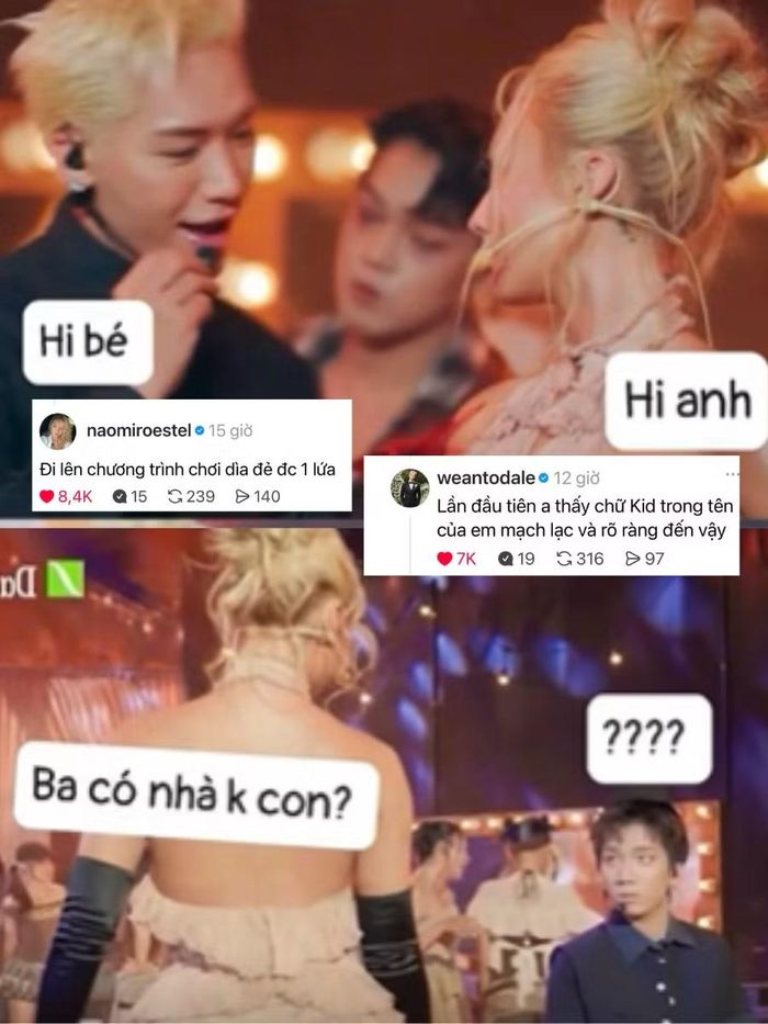 WEAN LE và NAOMI thi nhau pressing biểu cảm của cậu em. Nguồn: @chouuuuuuuuu___