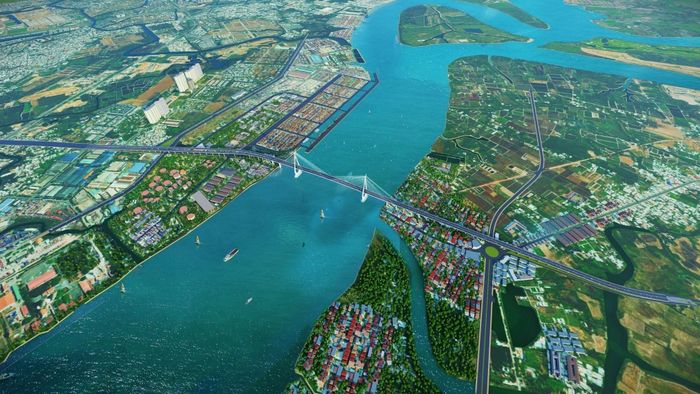 Dự án cầu Cát Lái sau khi hoàn thành sẽ giúp hình thành trục đường bộ liên tục. Ảnh phối cảnh.