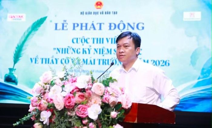 Ông Doãn Hồng Hà, Phó Trưởng ban Tuyên giáo và Dân vận Đảng ủy Bộ GD&ĐT, thông tin về mục tiêu của cuộc thi