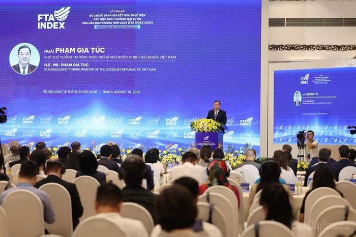 Phó Thủ tướng Thường trực nêu rõ: FTA Index cần được nhìn nhận không chỉ là một bộ chỉ số chuyên ngành mà còn là công cụ quan trọng để quản trị hội nhập kinh tế quốc tế - Ảnh: chinhphu.vn/Phương Nguyên