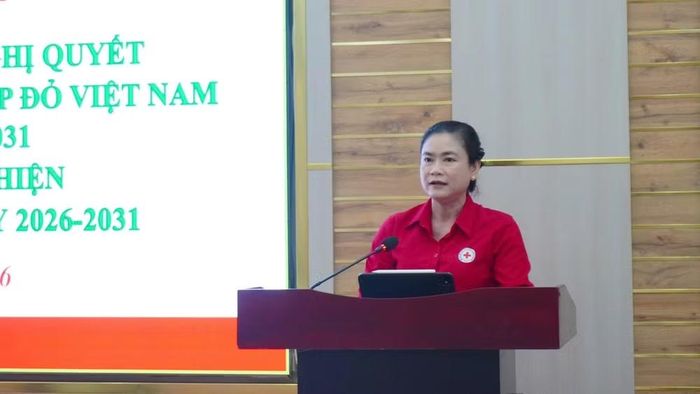 Chủ tịch Hội Chữ thập đỏ Việt Nam Đỗ Thị Thu Thảo phát biểu khai mạc hội nghị. (Ảnh: CTV)