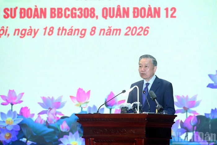 Tổng Bí thư, Chủ tịch nước Tô Lâm phát biểu tại cuộc làm việc với Sư đoàn 308, Quân đoàn 12, Bộ Quốc phòng.