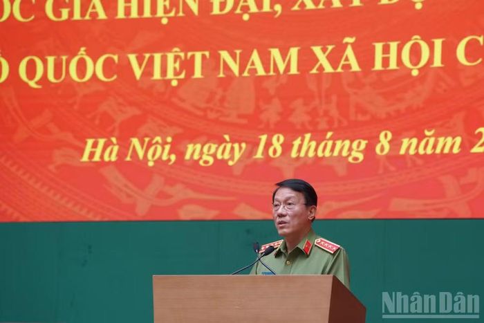 Đồng chí Đại tướng Lương Tam Quang phát biểu kết luận hội thảo. (Ảnh: HẢI ĐĂNG)