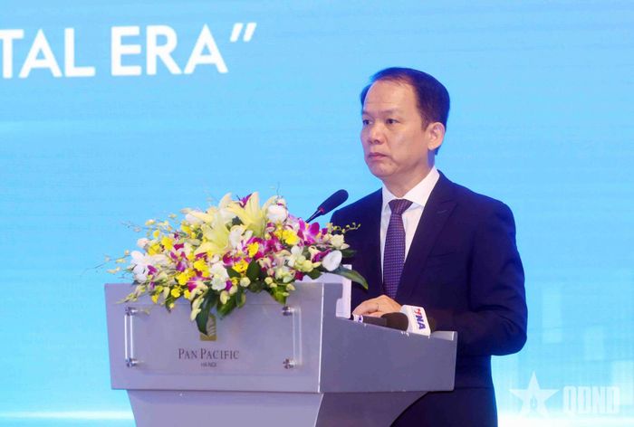 Bộ trưởng Bộ Tư pháp Hoàng Thanh Tùng phát biểu khai mạc diễn đàn.