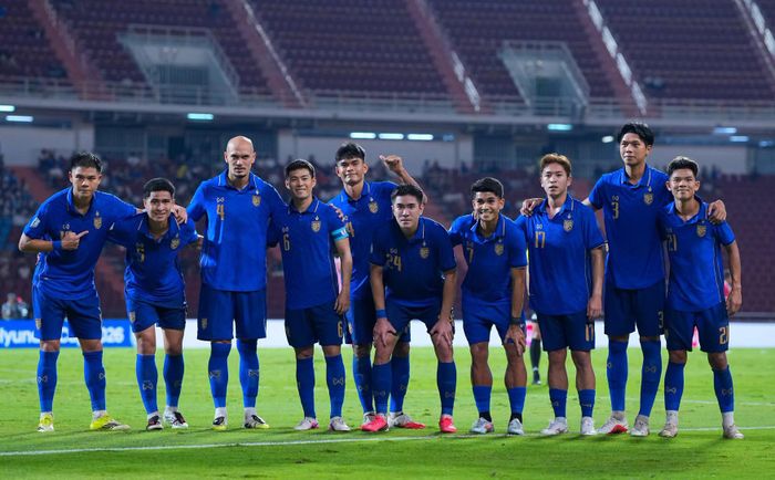 Các cầu thủ Thái Lan ăn mừng bàn thắng gỡ hòa 1-1. Ảnh: Changsuek 