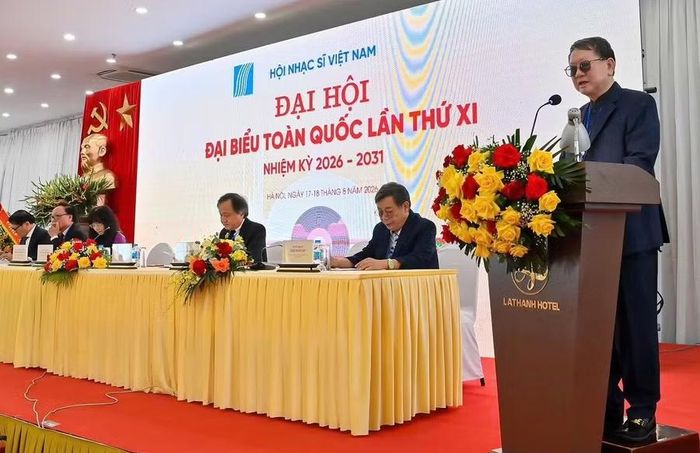 Nhạc sĩ Nguyễn Đức Trịnh, Chủ tịch Hội Nhạc sĩ Việt Nam phát biểu.