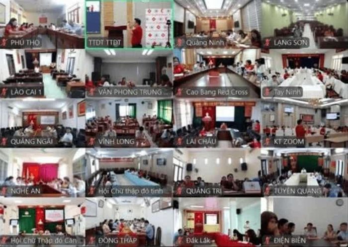 Các điểm cầu địa phương tham gia Hội nghị toàn quốc nghiên cứu, học tập, quán triệt Nghị quyết Đại hội XII. (Nguồn:Trung ương Hội Chữ thập đỏ Việt Nam)