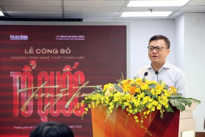 Tổng Biên tập Báo Nhân Dân Lê Quốc Minh phát biểu. (Ảnh: BTC)