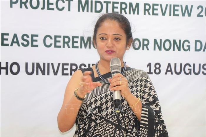 TS. Shivali Sharma, đại diện Tổ chức Crop Trust phát biểu tại hội nghị.