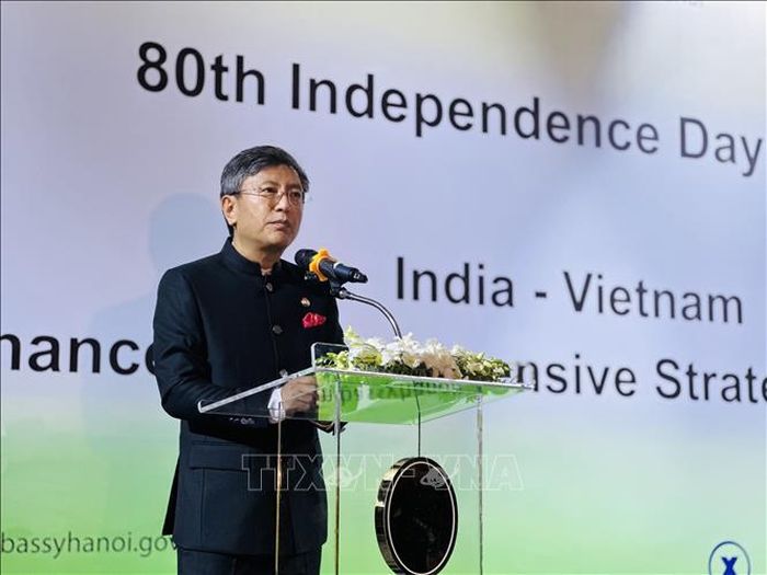 Đại sứ Ấn Độ tại Việt Nam Tshering W. Sherpa phát biểu. Ảnh: Việt Đức/TTXVN