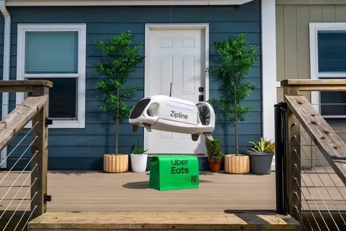 Drone của Zipline sẽ bắt đầu thực hiện một số đơn hàng Uber Eats tại Mỹ vào cuối năm nay. Ảnh: Uber.
