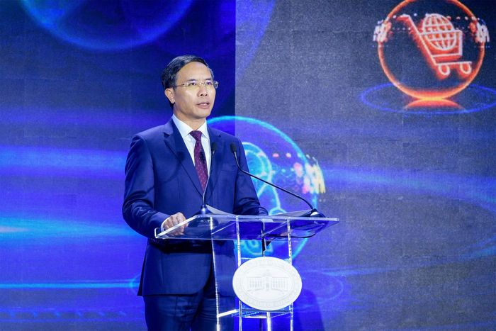 Thống đốc Ngân hàng Nhà nước Phạm Đức Ấn phát biểu tại sự kiện. Ảnh: Bnews phát