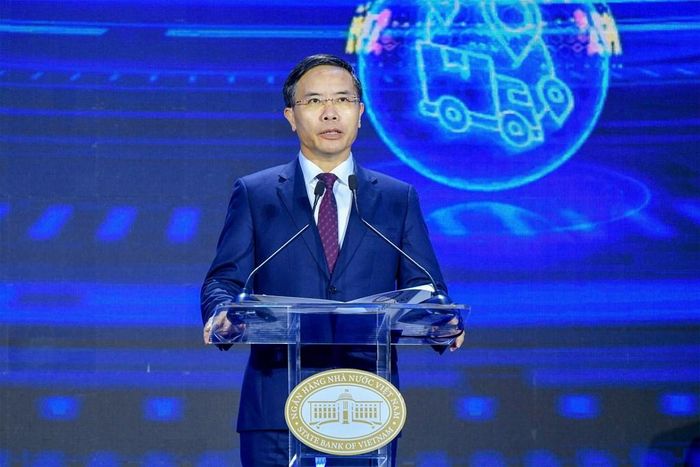Thống đốc Ngân hàng Nhà nước Phạm Đức Ấn phát biểu tại sự kiện. Ảnh: Bnews phát