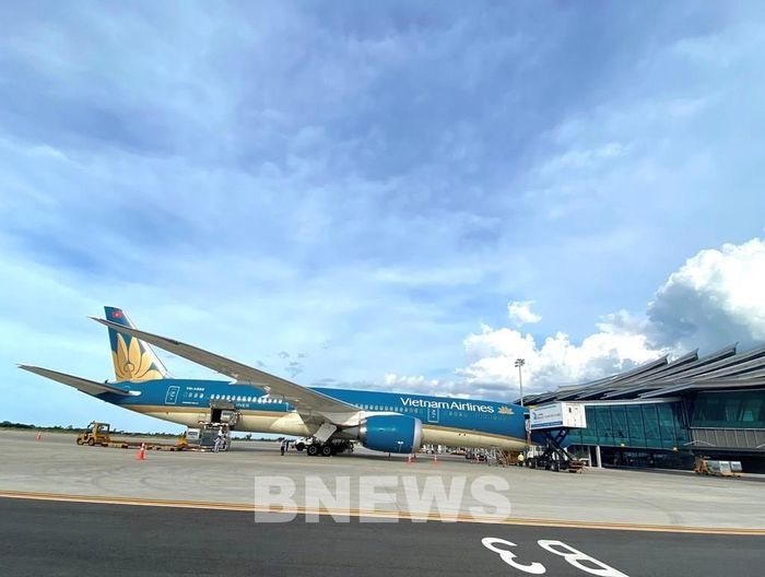 Một máy bay của Vietnam Airlines tại sân bay Đà Nẵng. Ảnh minh họa: TTXVN