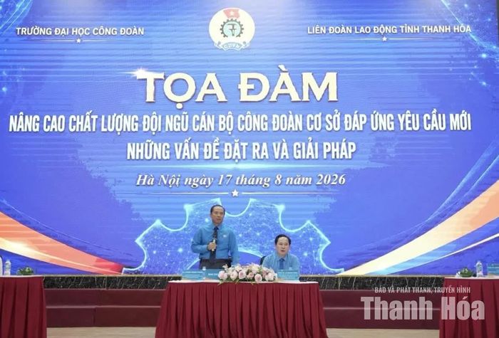 Chủ tịch Liên đoàn Lao động tỉnh Thanh Hóa Lương Trọng Thành phát biểu tại tọa đàm.