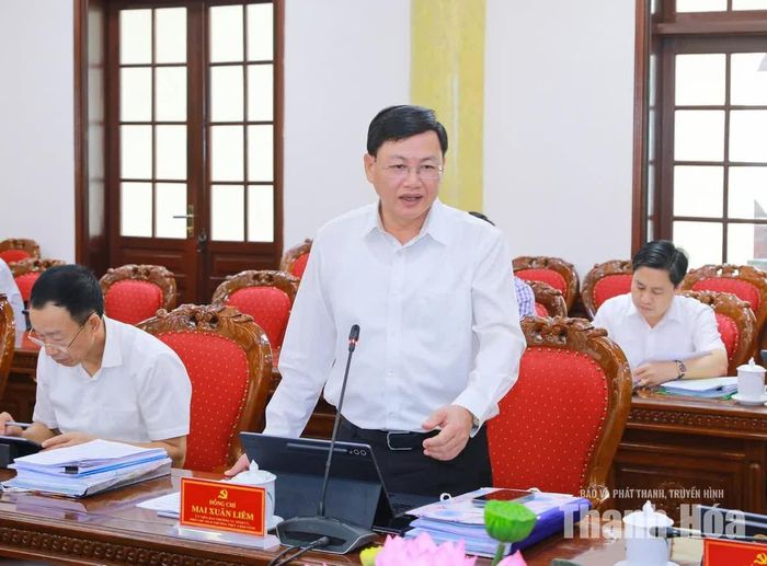 Phó Chủ tịch Thường trực UBND tỉnh Mai Xuân Liêm phát biểu tại hội nghị.