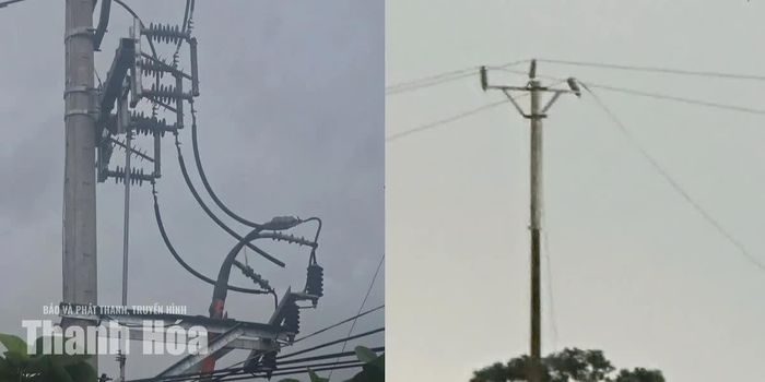Các vị trí sự cố trên lưới điện do dông, lốc, sét và mưa lớn gây ra.