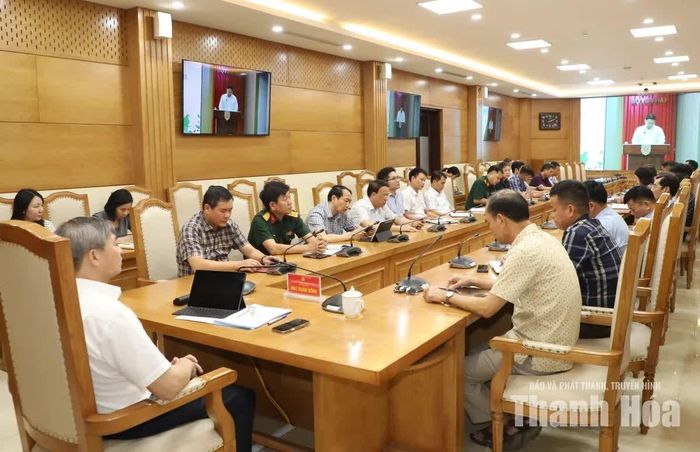 Quang cảnh hội nghị tại điểm cầu tỉnh Thanh Hóa.