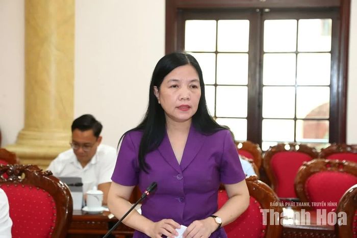 Chủ nhiệm Ủy ban Kiểm tra Tỉnh ủy Phạm Thị Thanh Thủy phát biểu tại buổi làm việc.