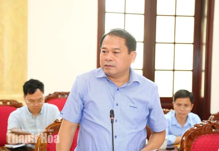 Trưởng Ban Tổ chức Tỉnh ủy Nguyễn Văn Hùng phát biểu tại buổi làm việc.
