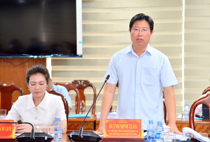 Đồng chí Huỳnh Minh Tuấn, Phó Chủ tịch UBND tỉnh Đồng Tháp phát biểu tại buổi làm việc.