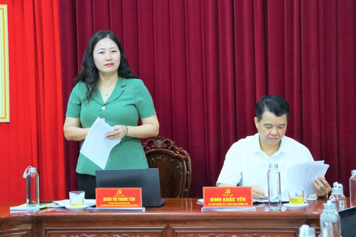 Đồng chí Đoàn Thị Thanh Tâm phát biểu tại buổi làm việc.