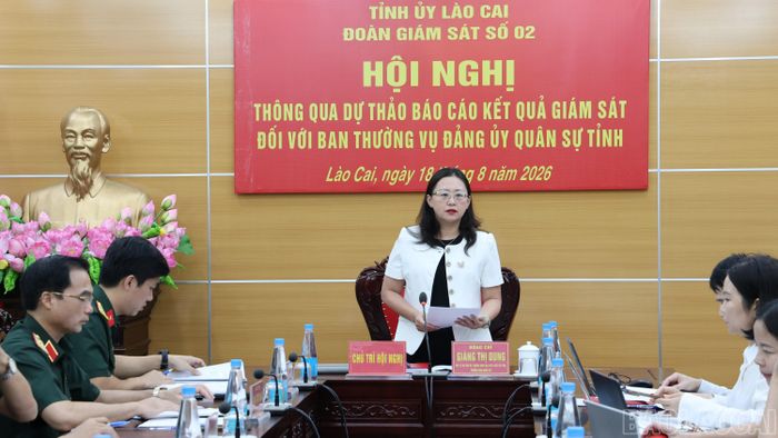 Phó Bí thư Tỉnh ủy Giàng Thị Dung phát biểu tại buổi làm việc.