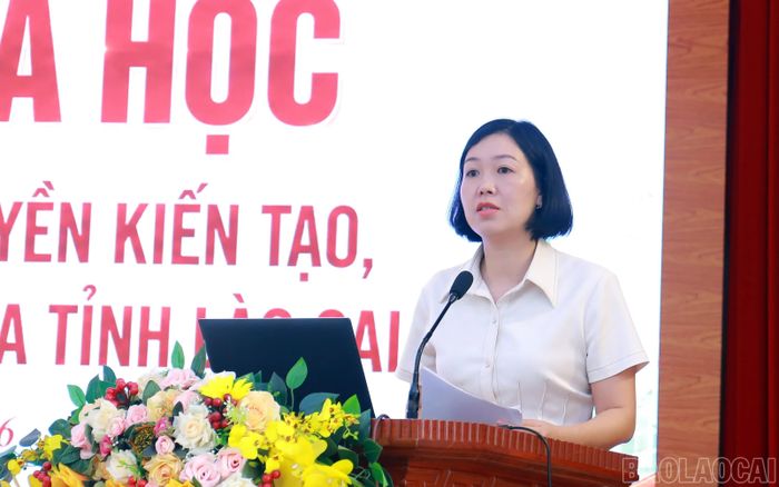 Lãnh đạo Sở Khoa học và Công nghệ tham luận về ứng dụng khoa học, công nghệ, đổi mới sáng tạo và chuyển đổi số trong quản trị dựa trên dữ liệu.