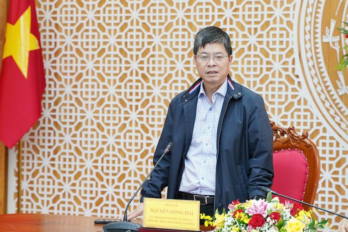 Ủy viên Ban Thường vụ Tỉnh ủy, Phó Chủ tịch UBND tỉnh Nguyễn Hồng Hải phát biểu chỉ đạo buổi làm việc