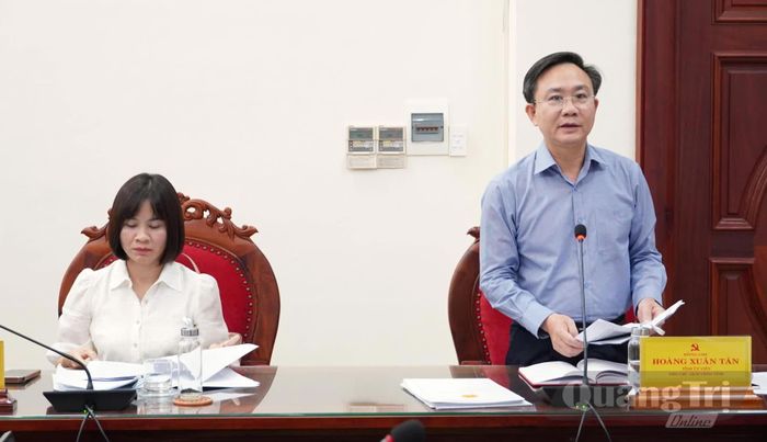 Đồng chí Hoàng Xuân Tân, Phó Chủ tịch UBND tỉnh phát biểu tại buổi làm việc - Ảnh: Q.V
