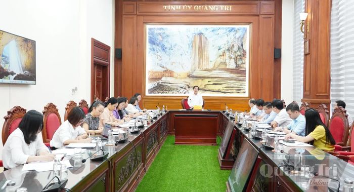 Đồng chí Nguyễn Văn Phương, Bí thư Tỉnh ủy phát biểu kết luận tại buổi làm việc - Ảnh: Q.V