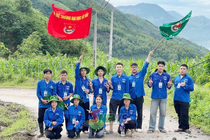 Sinh viên Trường Đại học Tây Bắc trong chiến dịch tình nguyện hè 2026 tại xã Tân Phong. Ảnh: Kiều Tiến Lương