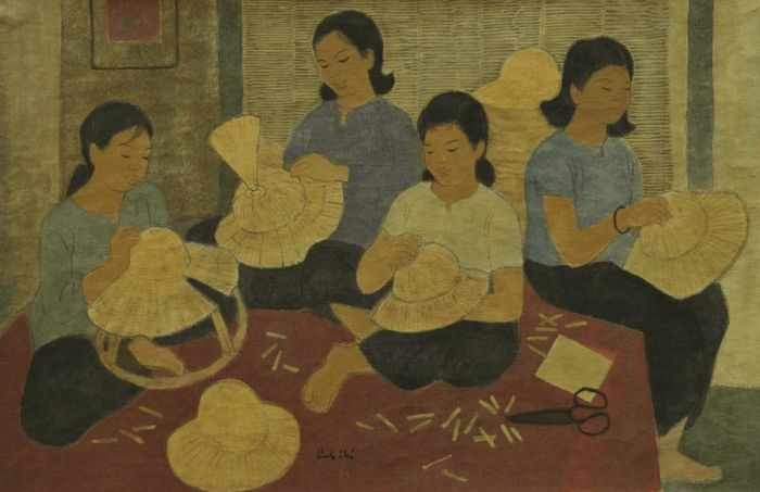 Tác phẩm "Đan mũ" của Linh Chi