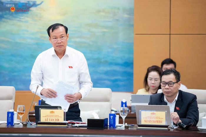 Chủ nhiệm Ủy ban Quốc phòng, An ninh và Đối ngoại Lê Tấn Tới phát biểu