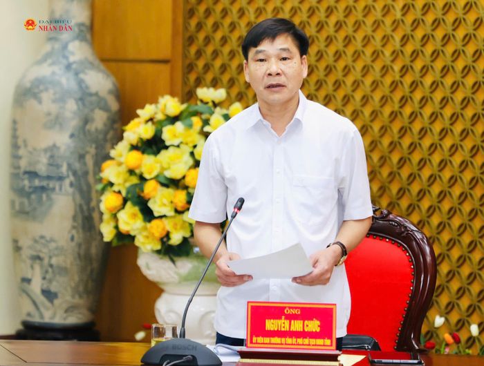Phó Chủ tịch UBND tỉnh Ninh Bình Nguyễn Anh Chức phát biểu tại hội nghị