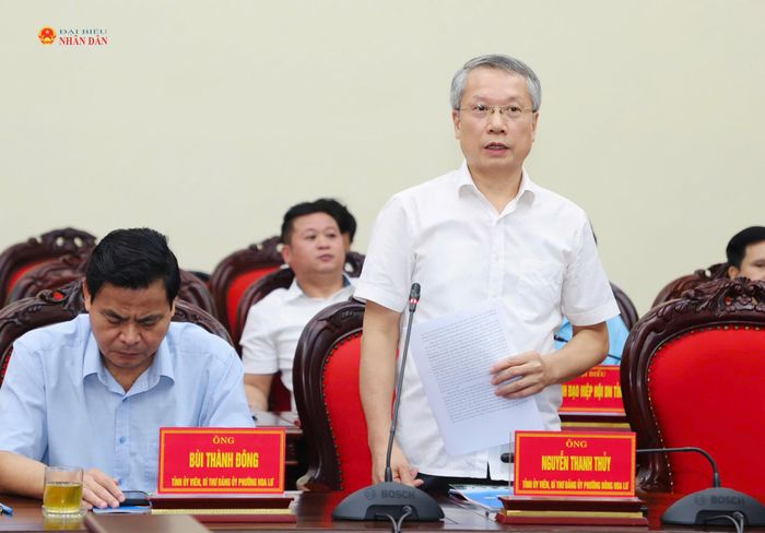 Bí thư Đảng ủy phường Đông Hoa Lư Nguyễn Thanh Thủy phát biểu