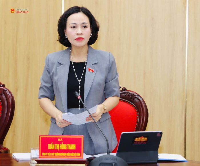 Phó Trưởng Đoàn ĐBQH tỉnh Ninh Bình Trần Thị Hồng Thanh phát biểu
