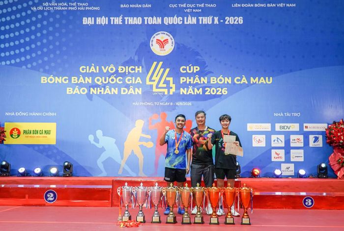 HLV Vũ Mạnh Cường (đứng giữa) và các học trò.