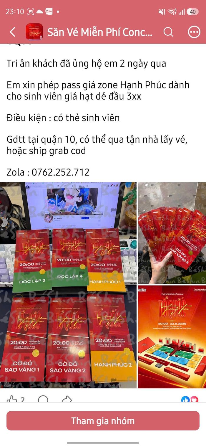Một số hình thức mời chào liên quan đến sự kiện qua kênh không chính thức.