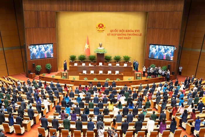 Quang cảnh phiên khai mạc kỳ họp không thường lệ thứ nhất, Quốc hội khóa XVI. Ảnh: media.quochoi.vn