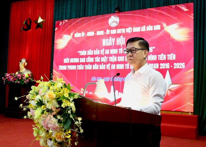 Phó Chủ tịch UBND xã Sóc Sơn Lê Xuân Dũng phát biểu. Ảnh: Tùng Nguyễn.